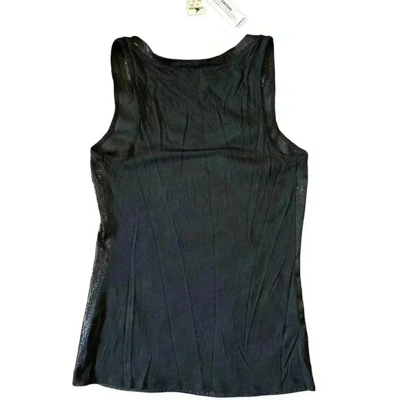 NWT Women's Express Black Glitter Metallic Sparkle Crew Neck Tank Top Size XS - Picture 2 of 3